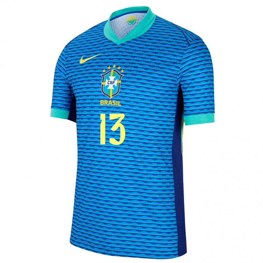 Herren Fußball Brasilien Roger Ibanez #13 Blau Auswärtstrikot Trikot 24-26 T-Shirt Luxemburg