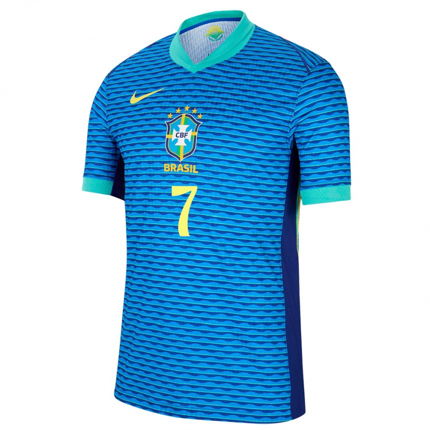 Herren Fußball Brasilien Kayky #7 Blau Auswärtstrikot Trikot 24-26 T-Shirt Luxemburg