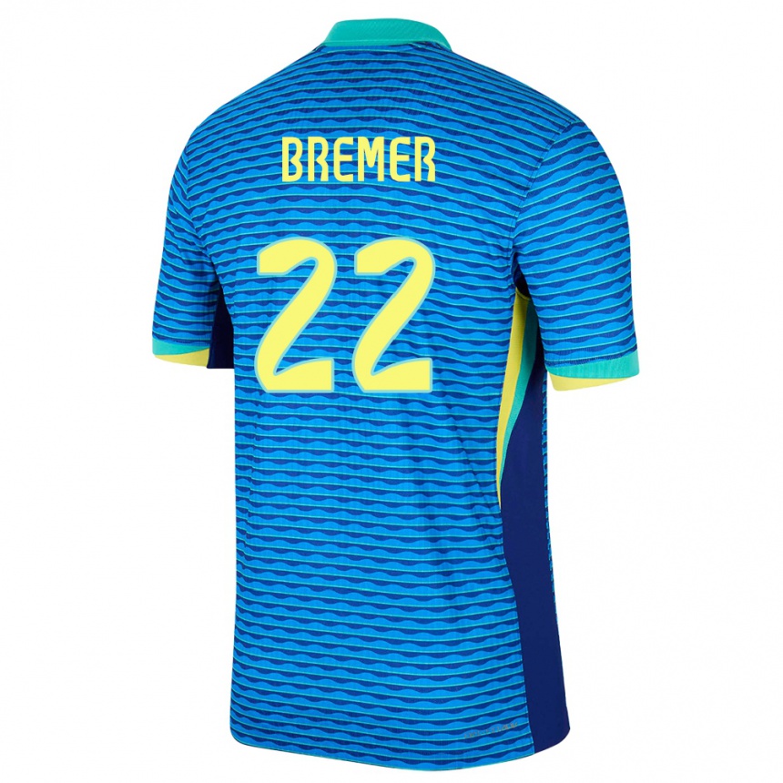 Herren Fußball Brasilien Bremer #22 Blau Auswärtstrikot Trikot 24-26 T-Shirt Luxemburg