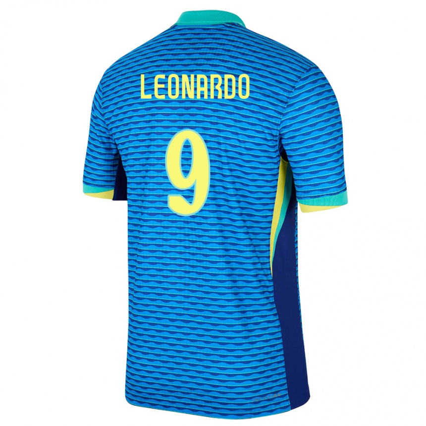 Herren Fußball Brasilien Marcos Leonardo #9 Blau Auswärtstrikot Trikot 24-26 T-Shirt Luxemburg