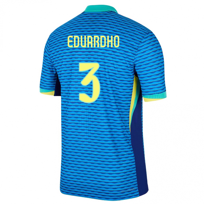 Herren Fußball Brasilien Eduardho #3 Blau Auswärtstrikot Trikot 24-26 T-Shirt Luxemburg