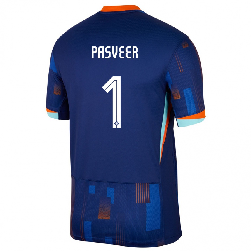 Herren Fußball Niederlande Remko Pasveer #1 Blau Auswärtstrikot Trikot 24-26 T-Shirt Luxemburg