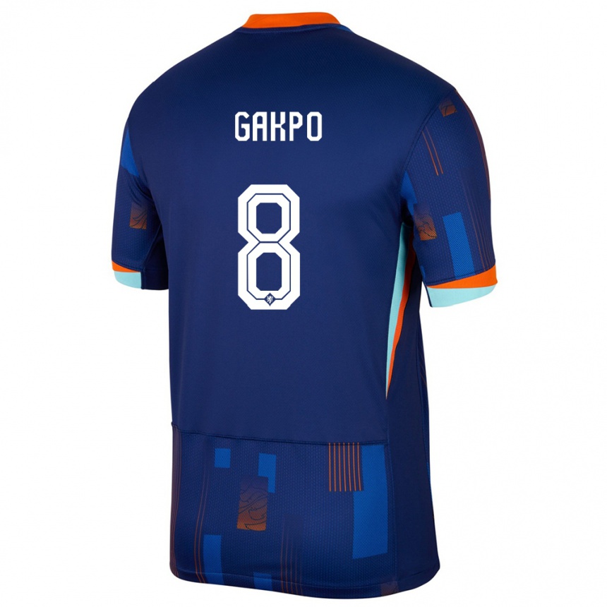 Herren Fußball Niederlande Cody Gakpo #8 Blau Auswärtstrikot Trikot 24-26 T-Shirt Luxemburg