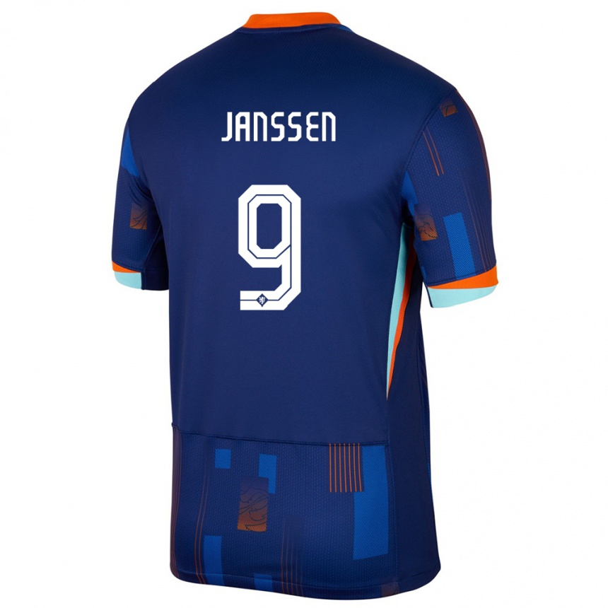 Herren Fußball Niederlande Vincent Janssen #9 Blau Auswärtstrikot Trikot 24-26 T-Shirt Luxemburg