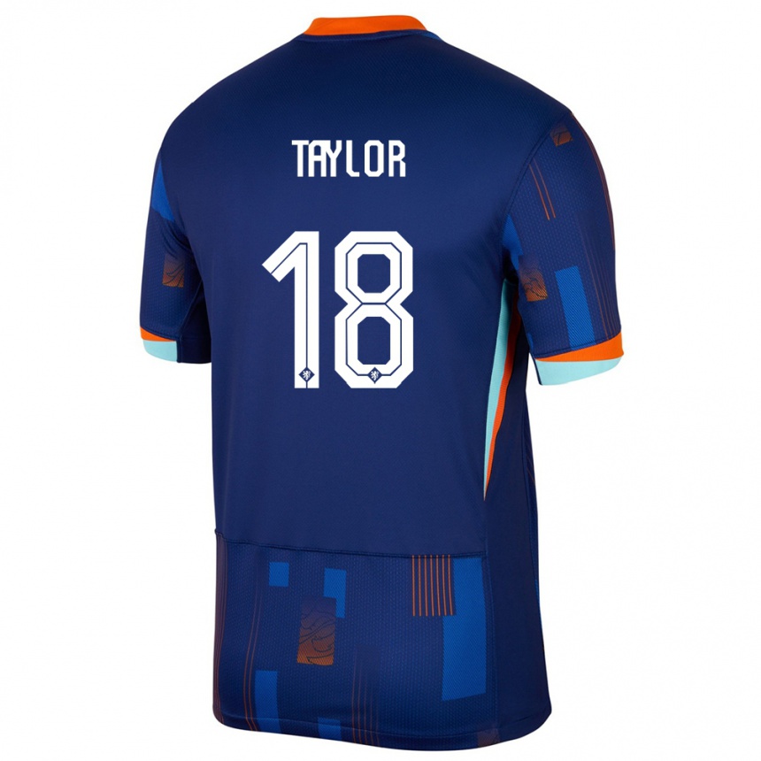 Herren Fußball Niederlande Kenneth Taylor #18 Blau Auswärtstrikot Trikot 24-26 T-Shirt Luxemburg