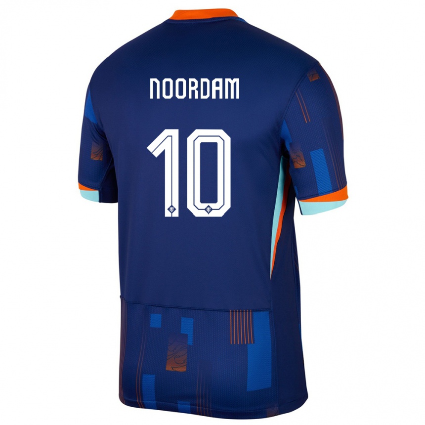 Herren Fußball Niederlande Nadine Noordam #10 Blau Auswärtstrikot Trikot 24-26 T-Shirt Luxemburg