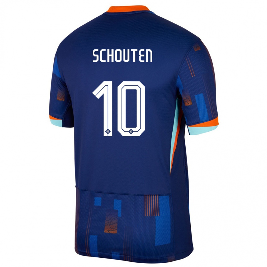 Herren Fußball Niederlande Lewis Schouten #10 Blau Auswärtstrikot Trikot 24-26 T-Shirt Luxemburg