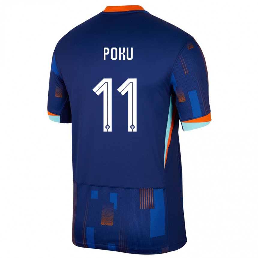 Herren Fußball Niederlande Ernest Poku #11 Blau Auswärtstrikot Trikot 24-26 T-Shirt Luxemburg