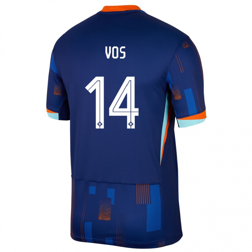 Herren Fußball Niederlande Silvano Vos #14 Blau Auswärtstrikot Trikot 24-26 T-Shirt Luxemburg