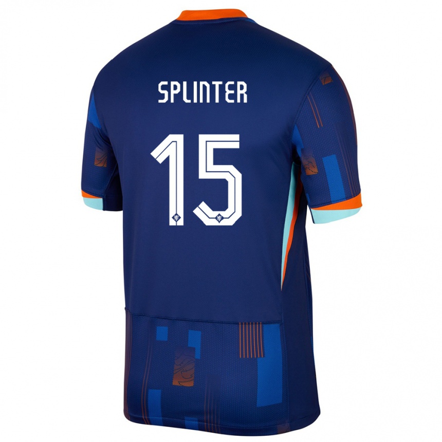 Herren Fußball Niederlande Ilias Splinter #15 Blau Auswärtstrikot Trikot 24-26 T-Shirt Luxemburg