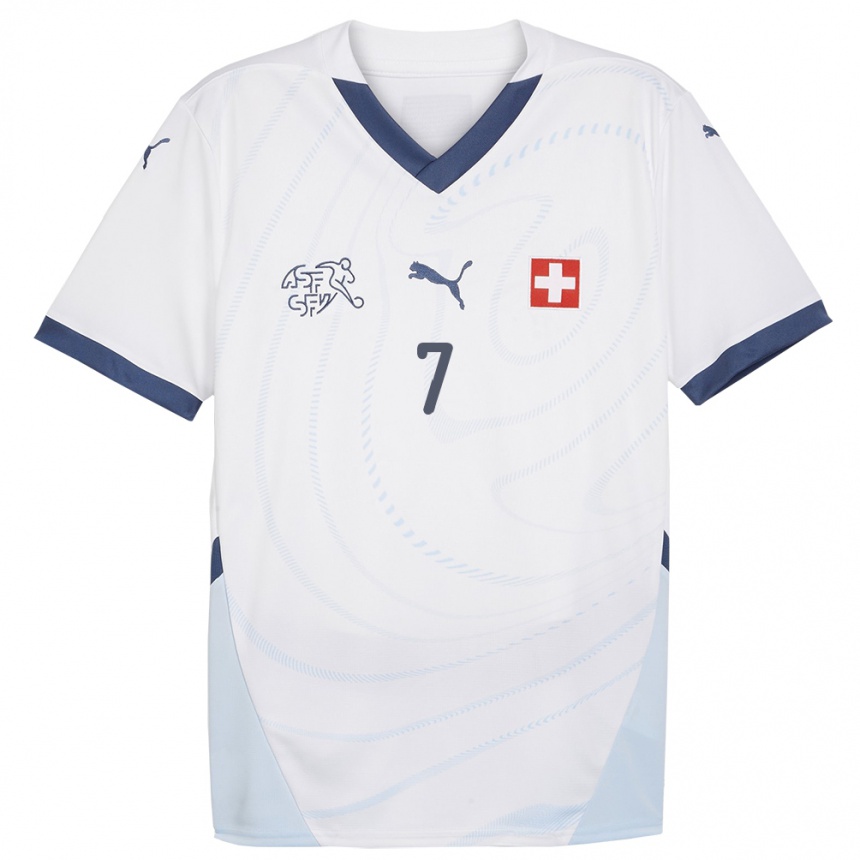 Herren Fußball Schweiz Ronaldo Dantas Fernandes #7 Weiß Auswärtstrikot Trikot 24-26 T-Shirt Luxemburg