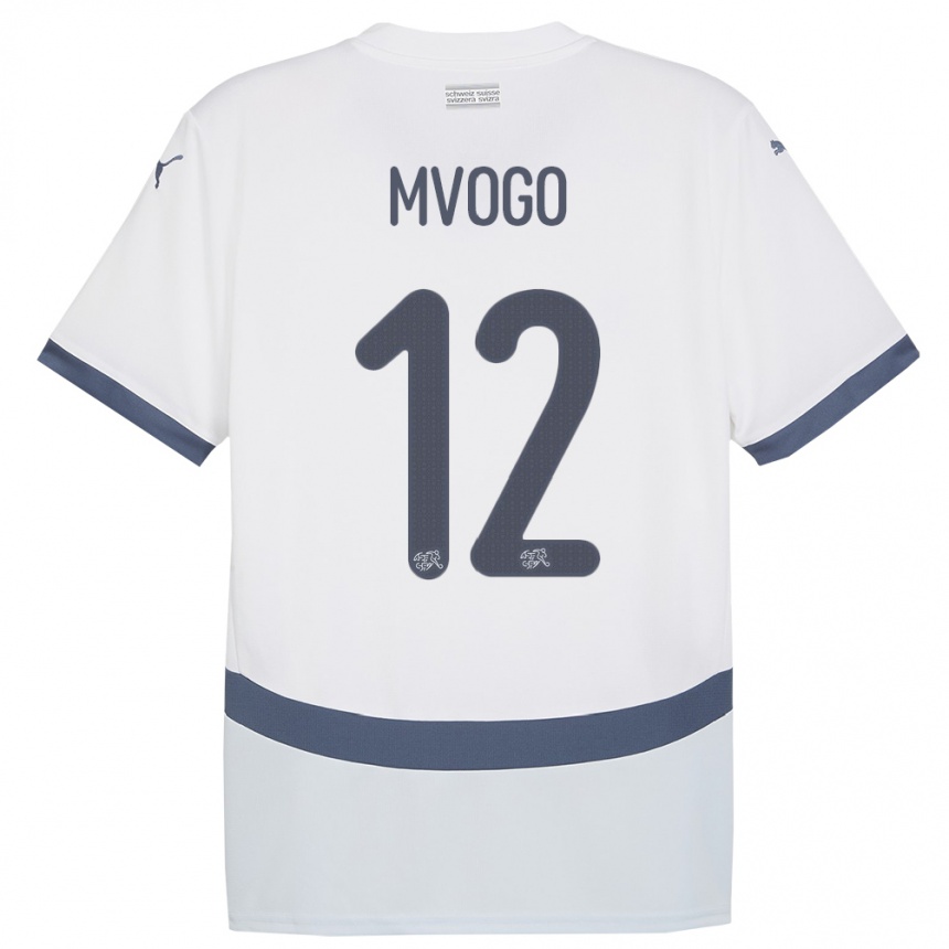 Herren Fußball Schweiz Yvon Mvogo #12 Weiß Auswärtstrikot Trikot 24-26 T-Shirt Luxemburg