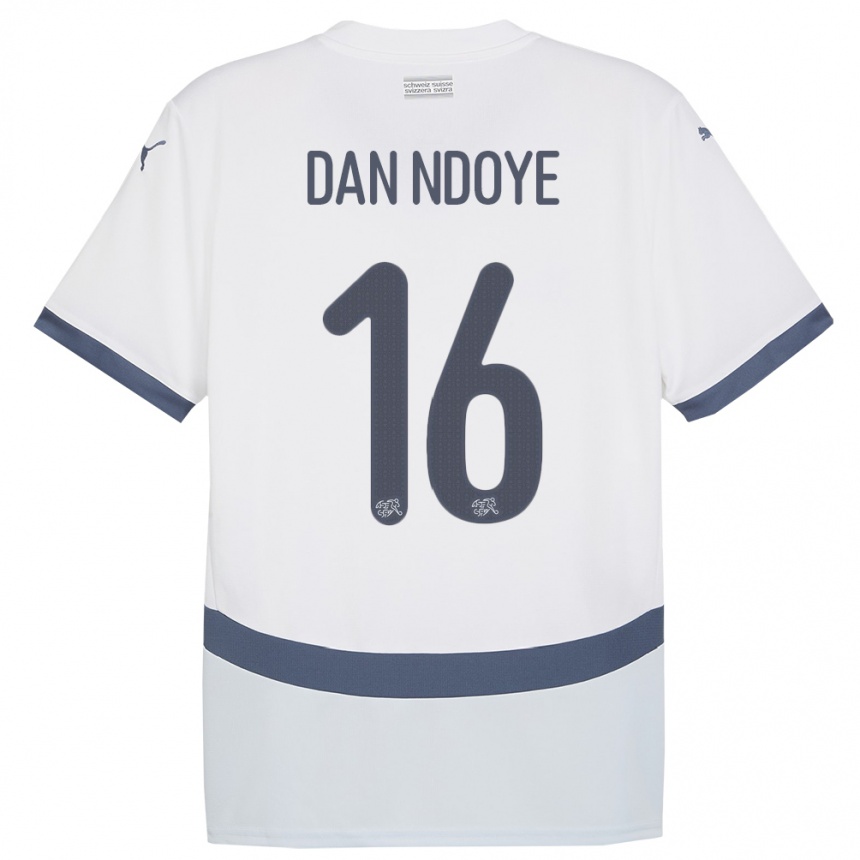 Herren Fußball Schweiz Dan Ndoye #16 Weiß Auswärtstrikot Trikot 24-26 T-Shirt Luxemburg