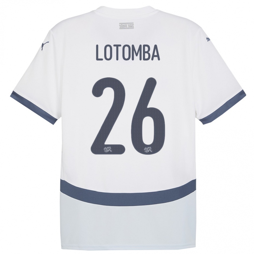 Herren Fußball Schweiz Jordan Lotomba #26 Weiß Auswärtstrikot Trikot 24-26 T-Shirt Luxemburg