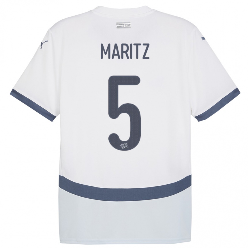 Herren Fußball Schweiz Noelle Maritz #5 Weiß Auswärtstrikot Trikot 24-26 T-Shirt Luxemburg