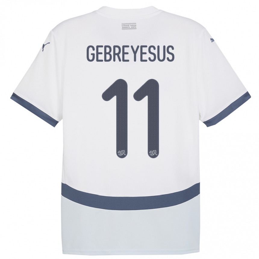 Herren Fußball Schweiz Esey Gebreyesus #11 Weiß Auswärtstrikot Trikot 24-26 T-Shirt Luxemburg