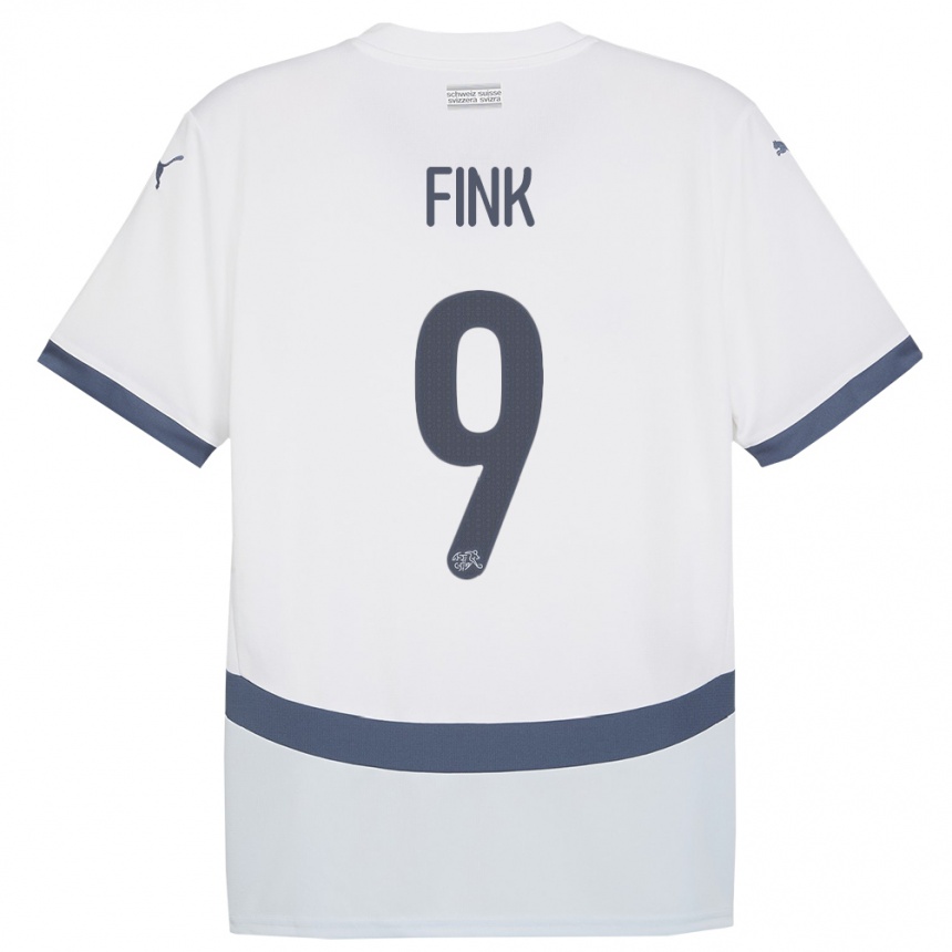 Herren Fußball Schweiz Bradley Fink #9 Weiß Auswärtstrikot Trikot 24-26 T-Shirt Luxemburg