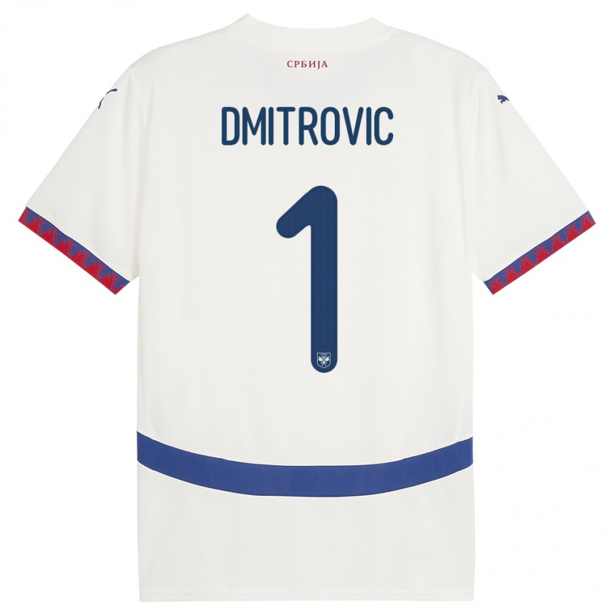 Herren Fußball Serbien Marko Dmitrovic #1 Weiß Auswärtstrikot Trikot 24-26 T-Shirt Luxemburg