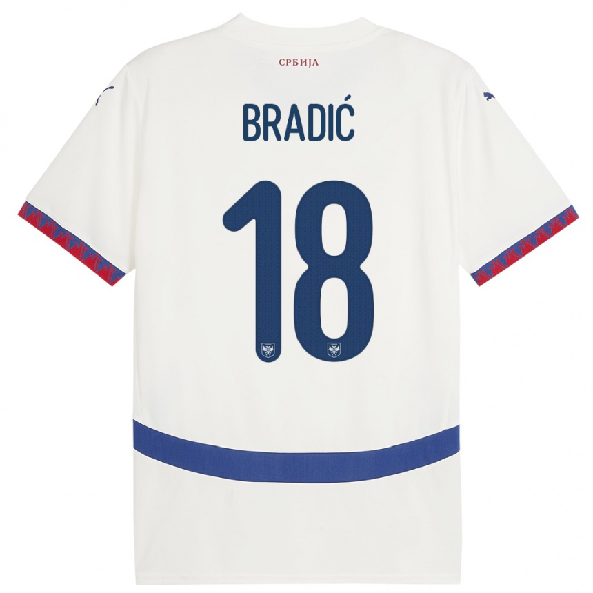 Herren Fußball Serbien Biljana Bradic #18 Weiß Auswärtstrikot Trikot 24-26 T-Shirt Luxemburg