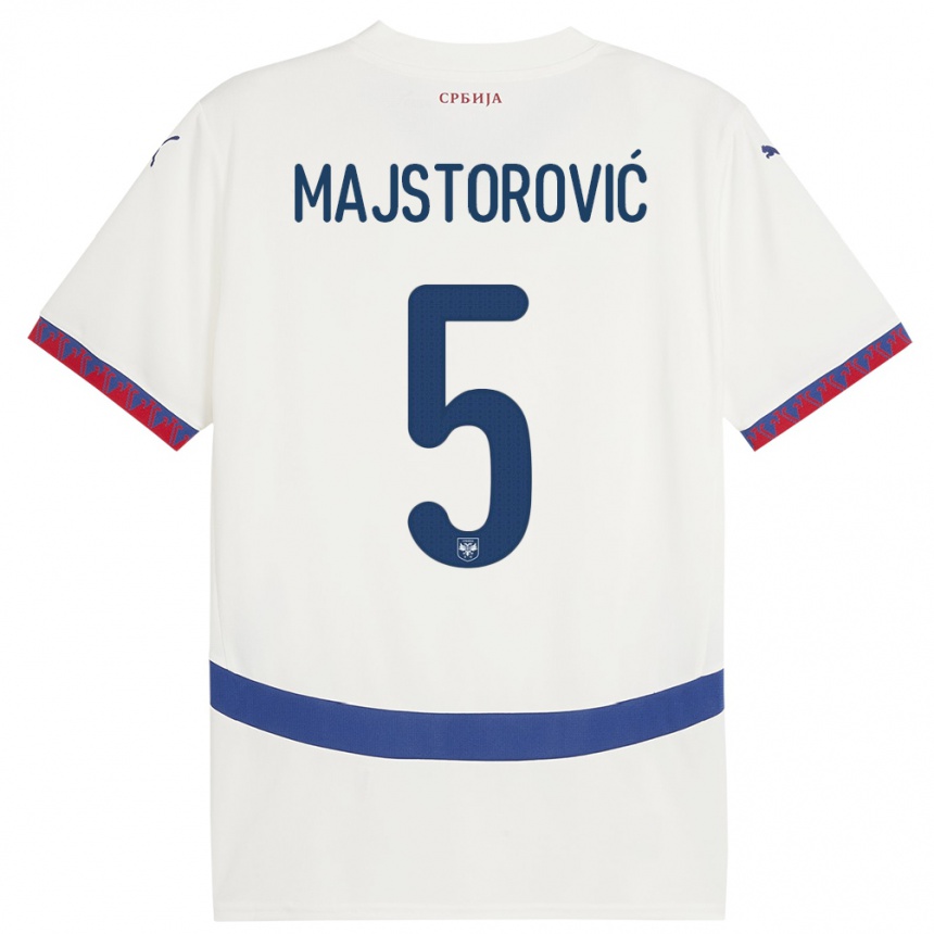 Herren Fußball Serbien Milan Majstorovic #5 Weiß Auswärtstrikot Trikot 24-26 T-Shirt Luxemburg