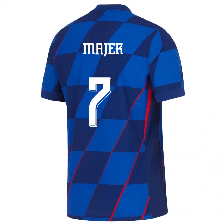 Herren Fußball Kroatien Lovro Majer #7 Blau Auswärtstrikot Trikot 24-26 T-Shirt Luxemburg