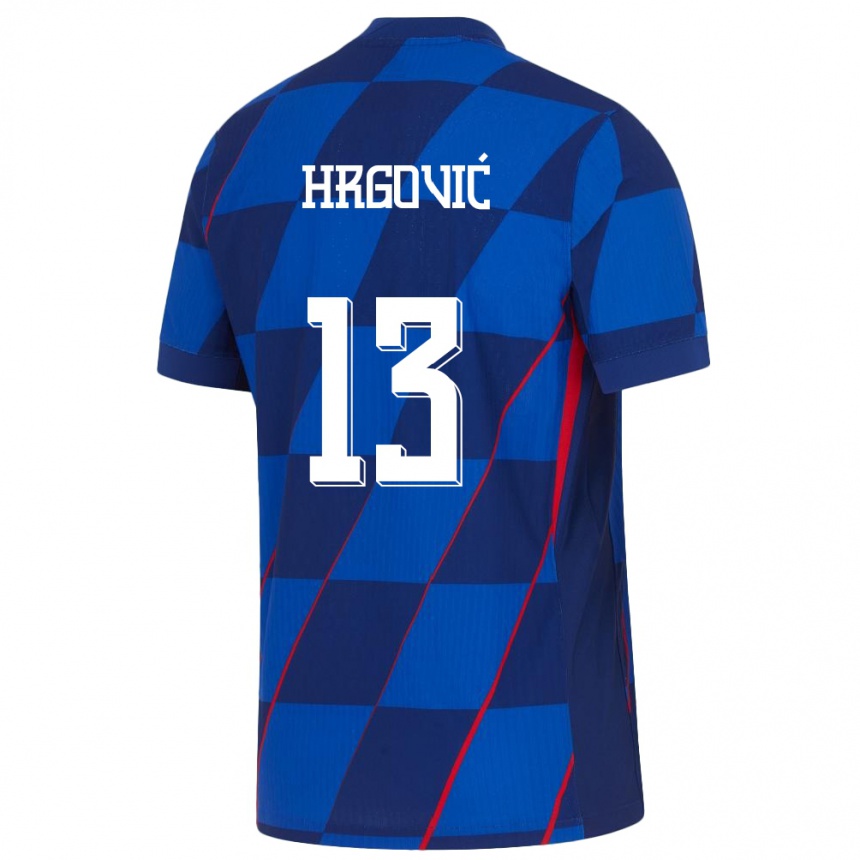 Herren Fußball Kroatien Simun Hrgovic #13 Blau Auswärtstrikot Trikot 24-26 T-Shirt Luxemburg
