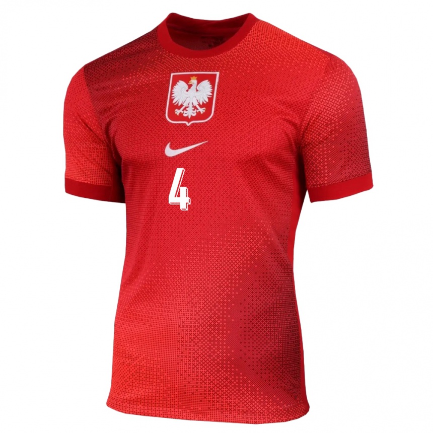 Herren Fußball Polen Paulina Dudek #4 Rot Auswärtstrikot Trikot 24-26 T-Shirt Luxemburg