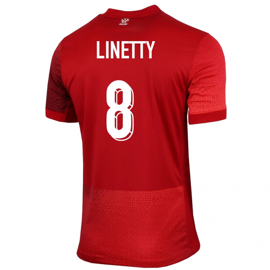Herren Fußball Polen Karol Linetty #8 Rot Auswärtstrikot Trikot 24-26 T-Shirt Luxemburg