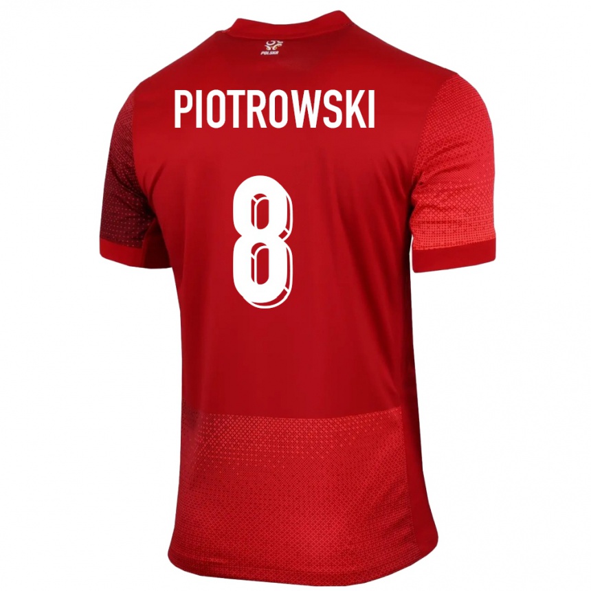 Herren Fußball Polen Jakub Piotrowski #8 Rot Auswärtstrikot Trikot 24-26 T-Shirt Luxemburg