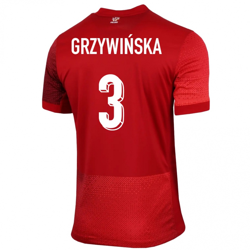 Herren Fußball Polen Gabriela Grzywinska #3 Rot Auswärtstrikot Trikot 24-26 T-Shirt Luxemburg