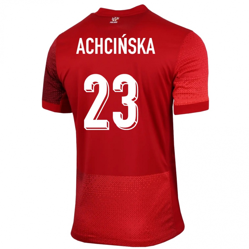 Herren Fußball Polen Adriana Achcinska #23 Rot Auswärtstrikot Trikot 24-26 T-Shirt Luxemburg
