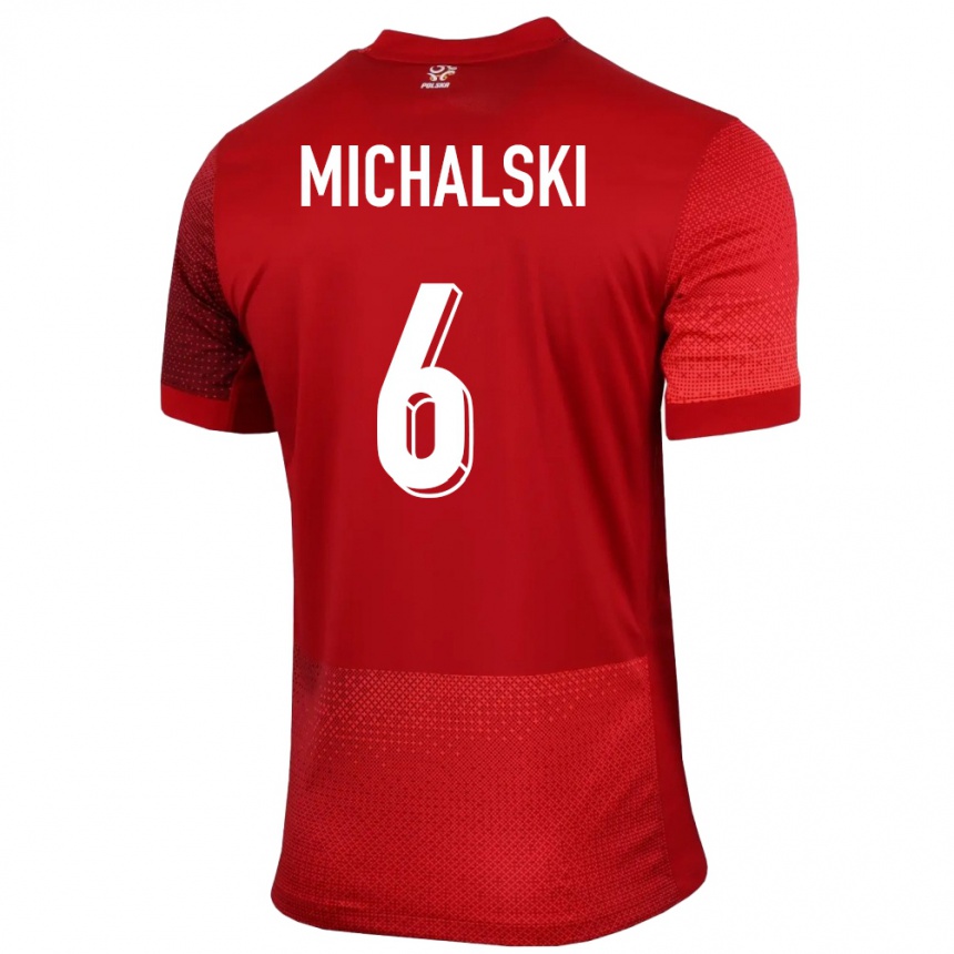 Herren Fußball Polen Szymon Michalski #6 Rot Auswärtstrikot Trikot 24-26 T-Shirt Luxemburg