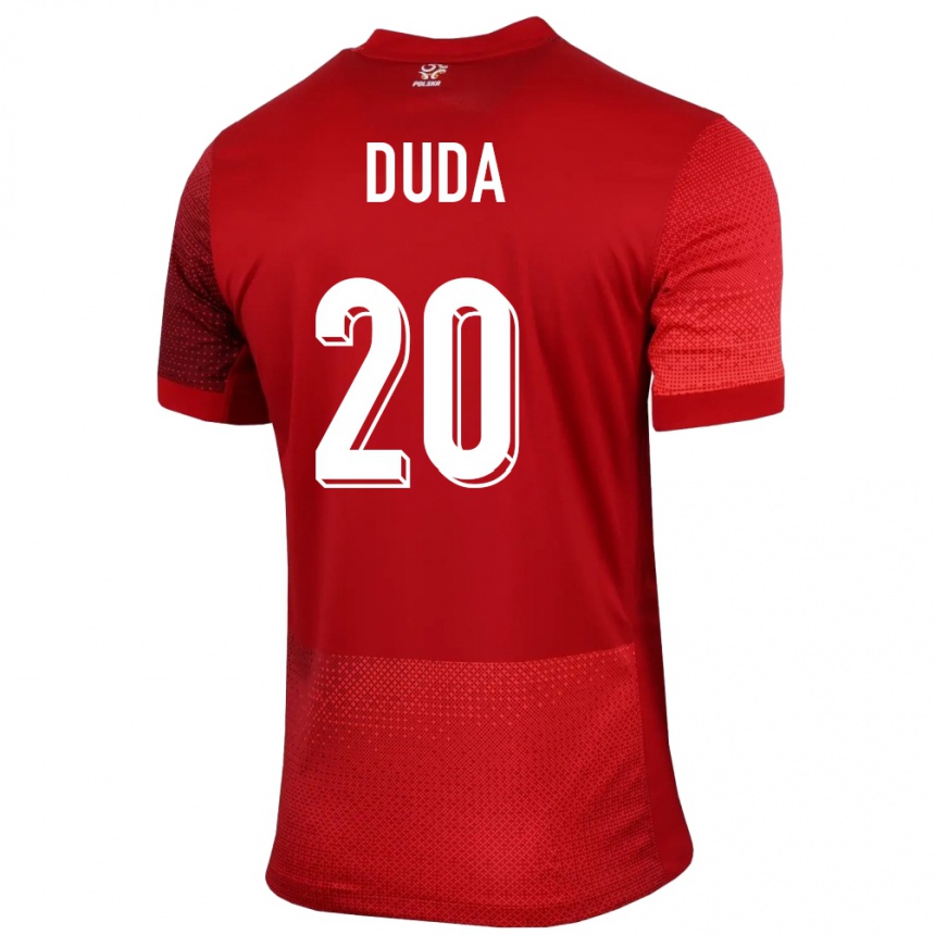 Herren Fußball Polen Kacper Duda #20 Rot Auswärtstrikot Trikot 24-26 T-Shirt Luxemburg