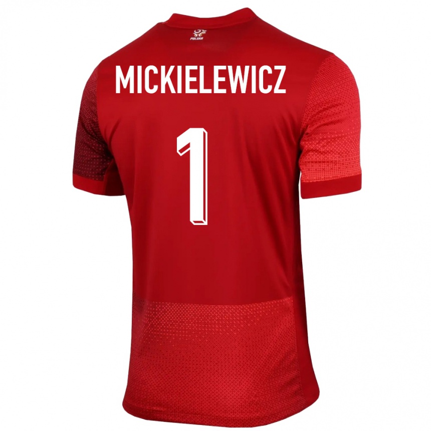 Herren Fußball Polen Aleksander Mickielewicz #1 Rot Auswärtstrikot Trikot 24-26 T-Shirt Luxemburg