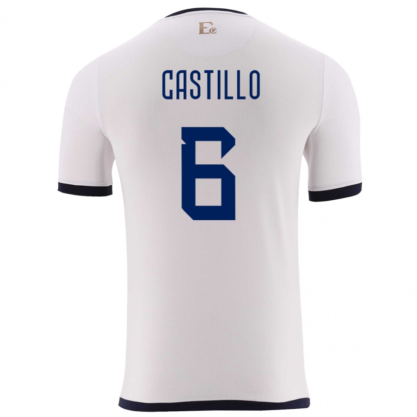Herren Fußball Ecuador Byron Castillo #6 Weiß Auswärtstrikot Trikot 24-26 T-Shirt Luxemburg