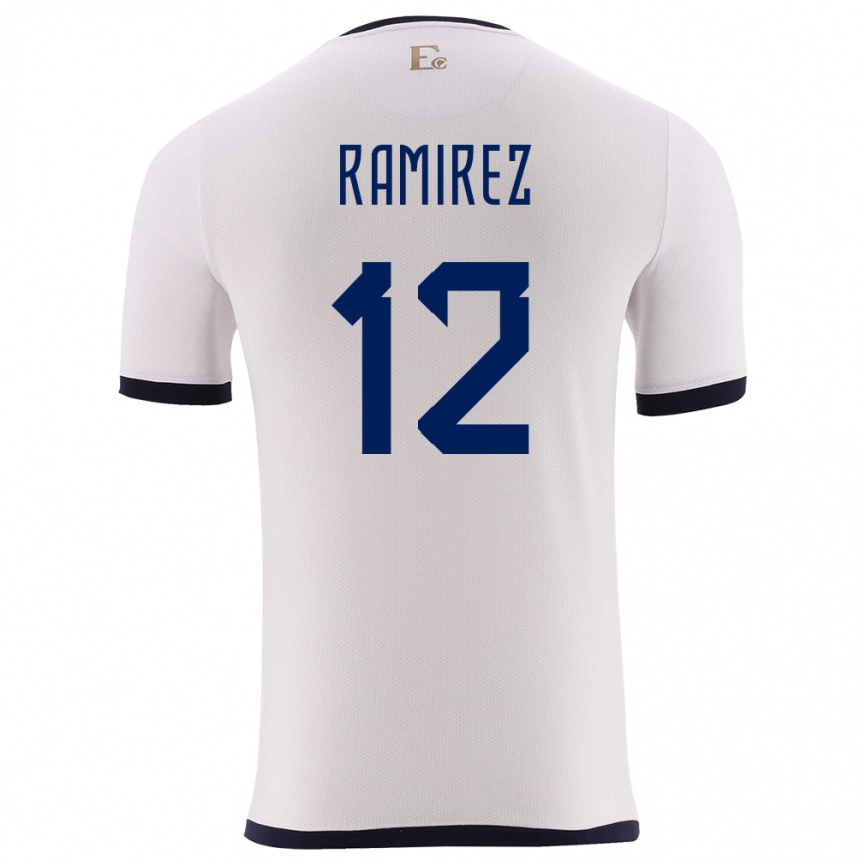 Herren Fußball Ecuador Moises Ramirez #12 Weiß Auswärtstrikot Trikot 24-26 T-Shirt Luxemburg