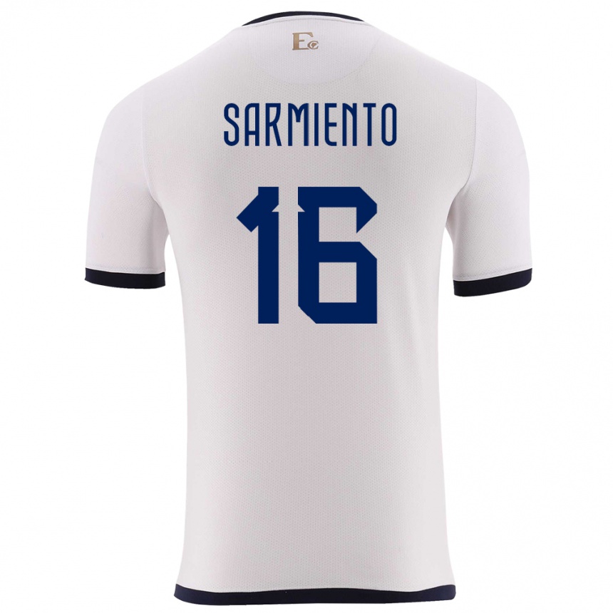Herren Fußball Ecuador Jeremy Sarmiento #16 Weiß Auswärtstrikot Trikot 24-26 T-Shirt Luxemburg