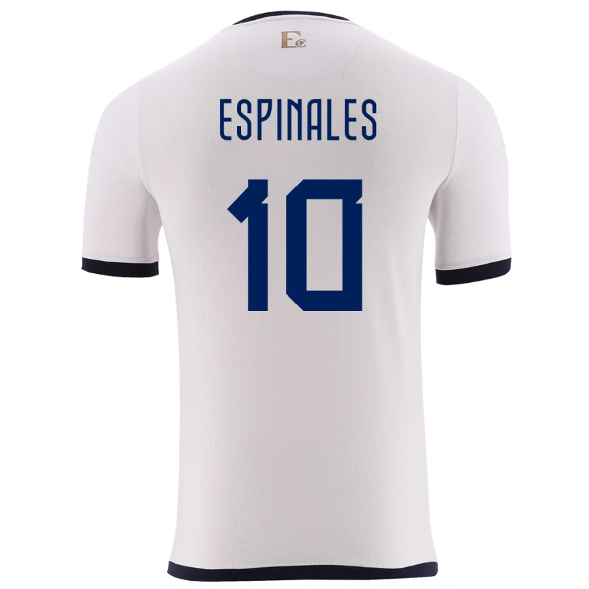 Herren Fußball Ecuador Joselyn Espinales #10 Weiß Auswärtstrikot Trikot 24-26 T-Shirt Luxemburg