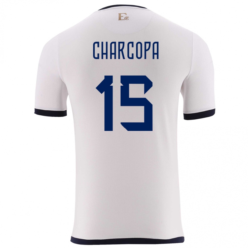 Herren Fußball Ecuador Nicole Charcopa #15 Weiß Auswärtstrikot Trikot 24-26 T-Shirt Luxemburg