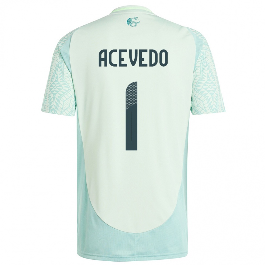 Herren Fußball Mexiko Carlos Acevedo #1 Leinengrün Auswärtstrikot Trikot 24-26 T-Shirt Luxemburg