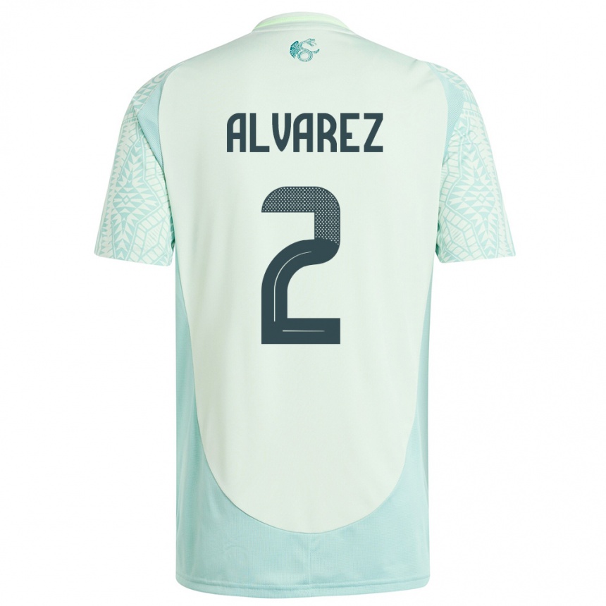 Herren Fußball Mexiko Kevin Alvarez #2 Leinengrün Auswärtstrikot Trikot 24-26 T-Shirt Luxemburg