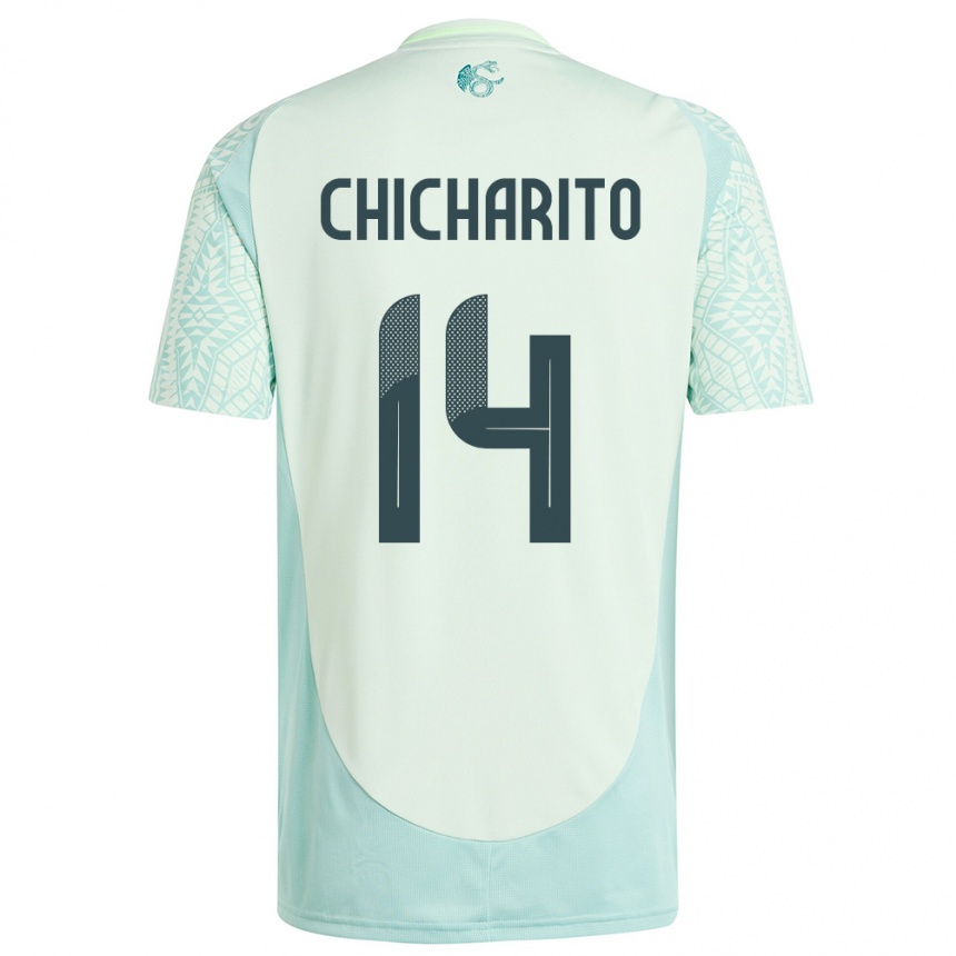 Herren Fußball Mexiko Chicharito #14 Leinengrün Auswärtstrikot Trikot 24-26 T-Shirt Luxemburg