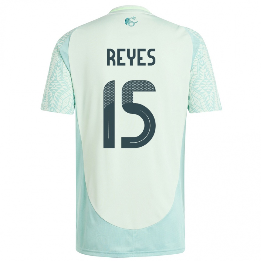 Herren Fußball Mexiko Israel Reyes #15 Leinengrün Auswärtstrikot Trikot 24-26 T-Shirt Luxemburg
