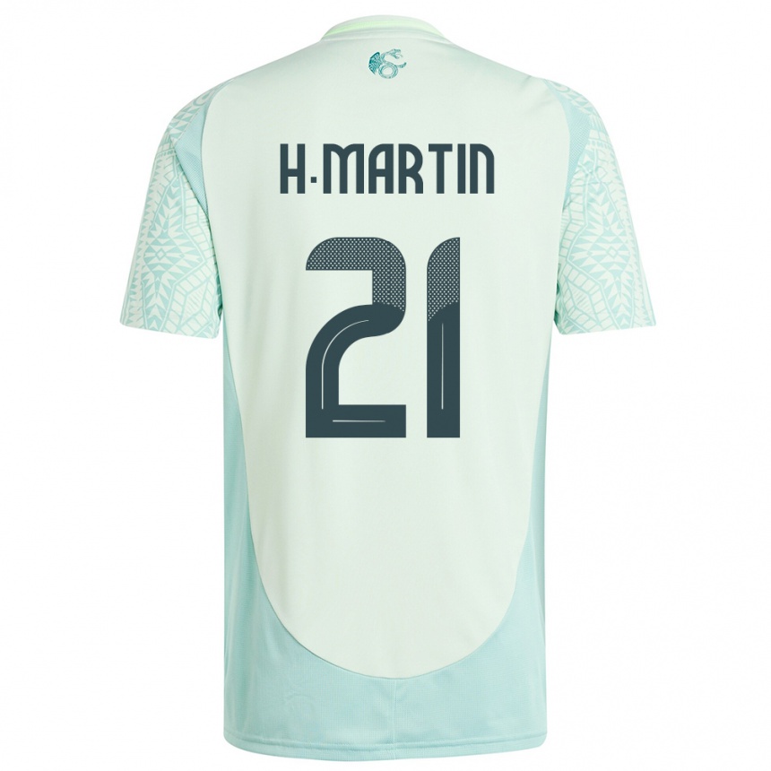 Herren Fußball Mexiko Henry Martin #21 Leinengrün Auswärtstrikot Trikot 24-26 T-Shirt Luxemburg