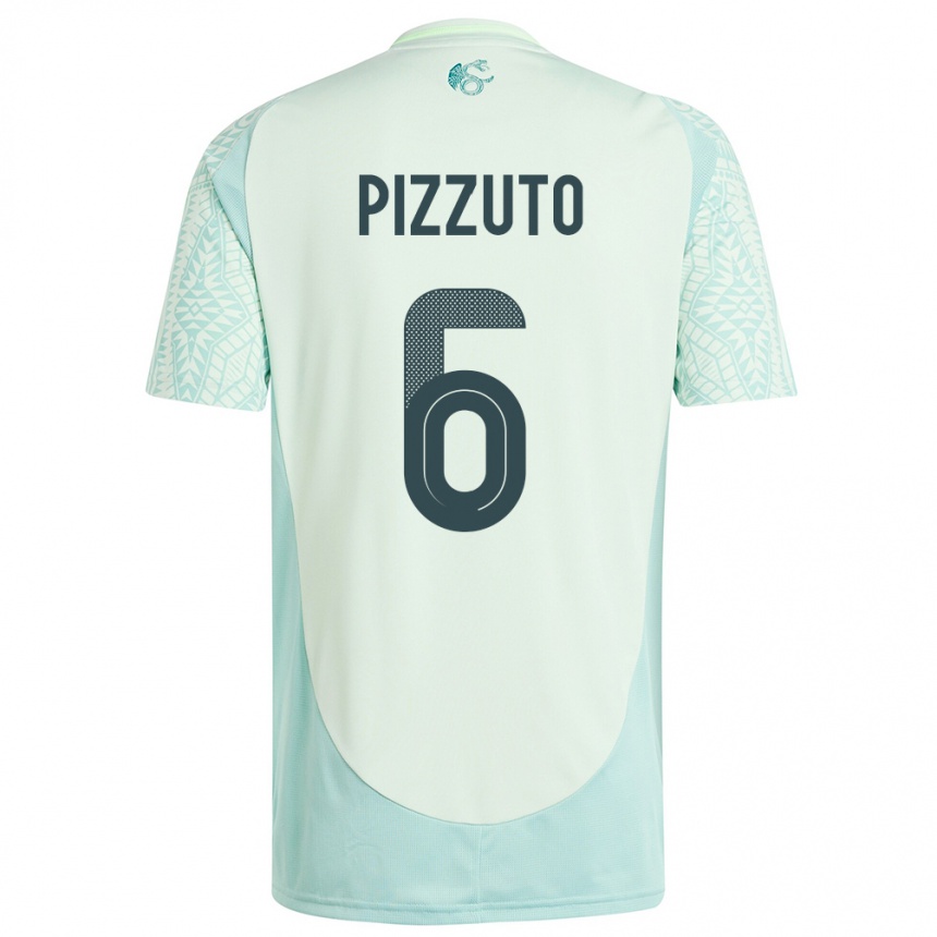 Herren Fußball Mexiko Eugenio Pizzuto #6 Leinengrün Auswärtstrikot Trikot 24-26 T-Shirt Luxemburg