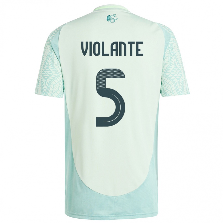 Herren Fußball Mexiko Isaias Violante #5 Leinengrün Auswärtstrikot Trikot 24-26 T-Shirt Luxemburg