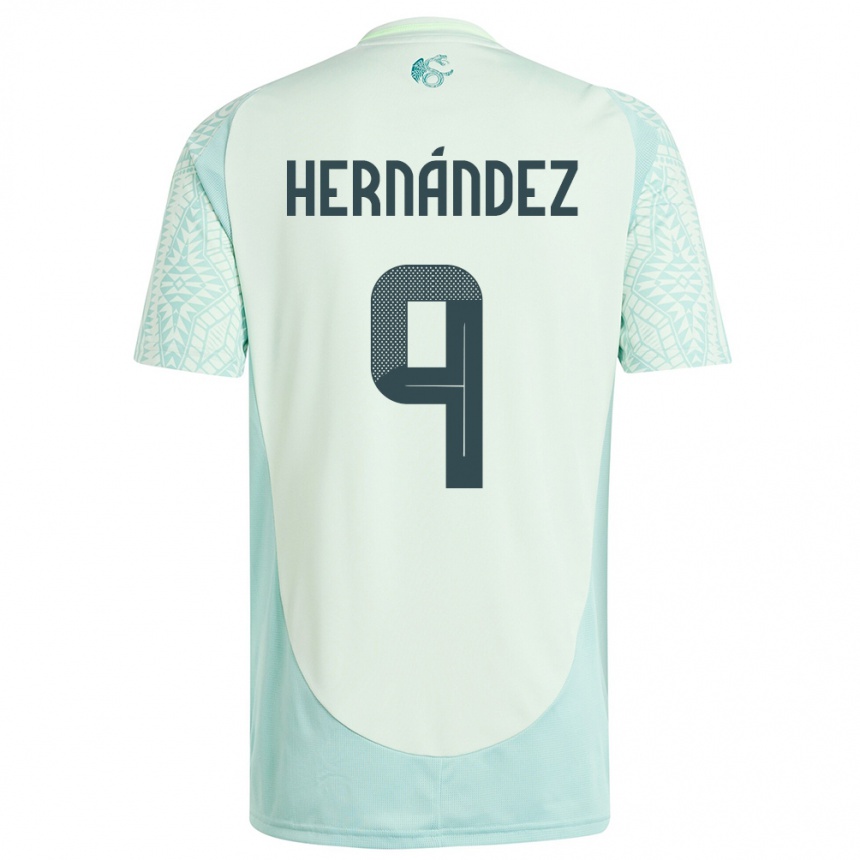 Herren Fußball Mexiko Jesus Hernandez #9 Leinengrün Auswärtstrikot Trikot 24-26 T-Shirt Luxemburg