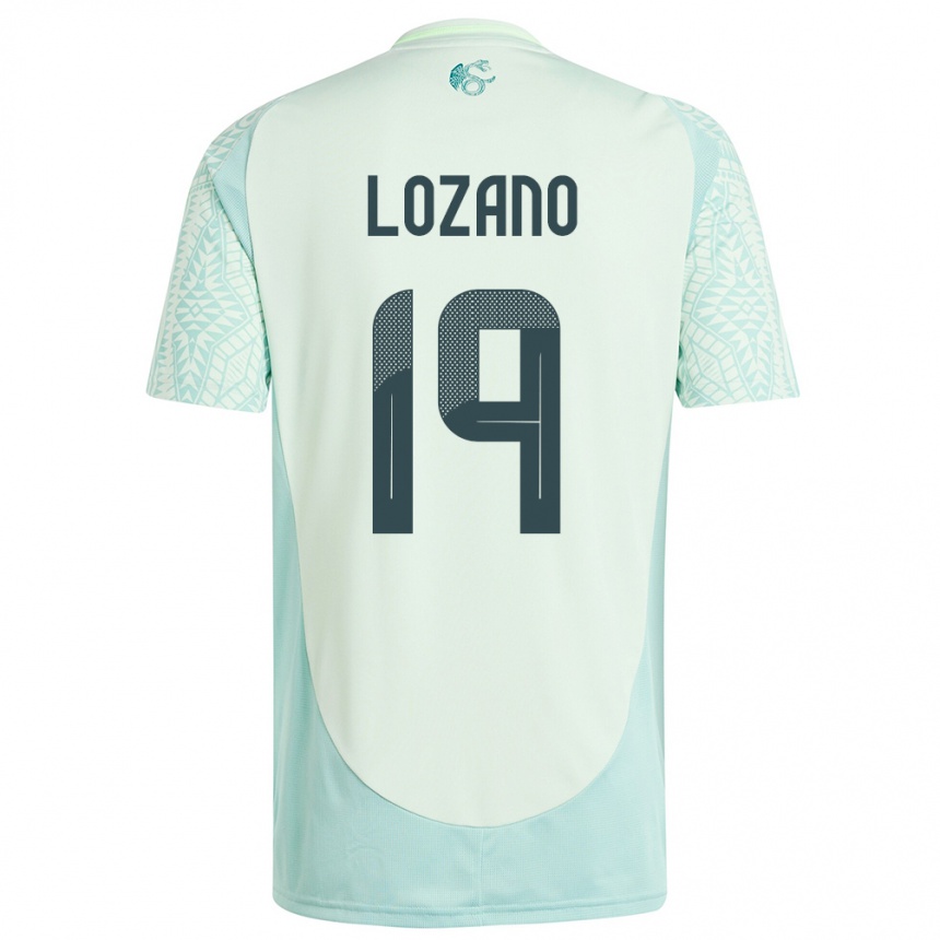 Herren Fußball Mexiko Esteban Lozano #19 Leinengrün Auswärtstrikot Trikot 24-26 T-Shirt Luxemburg