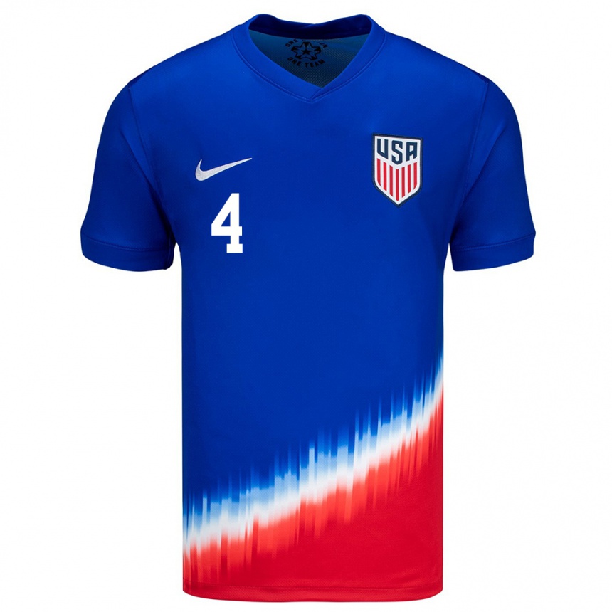 Herren Fußball Vereinigte Staaten Joshua Wynder #4 Blau Auswärtstrikot Trikot 24-26 T-Shirt Luxemburg