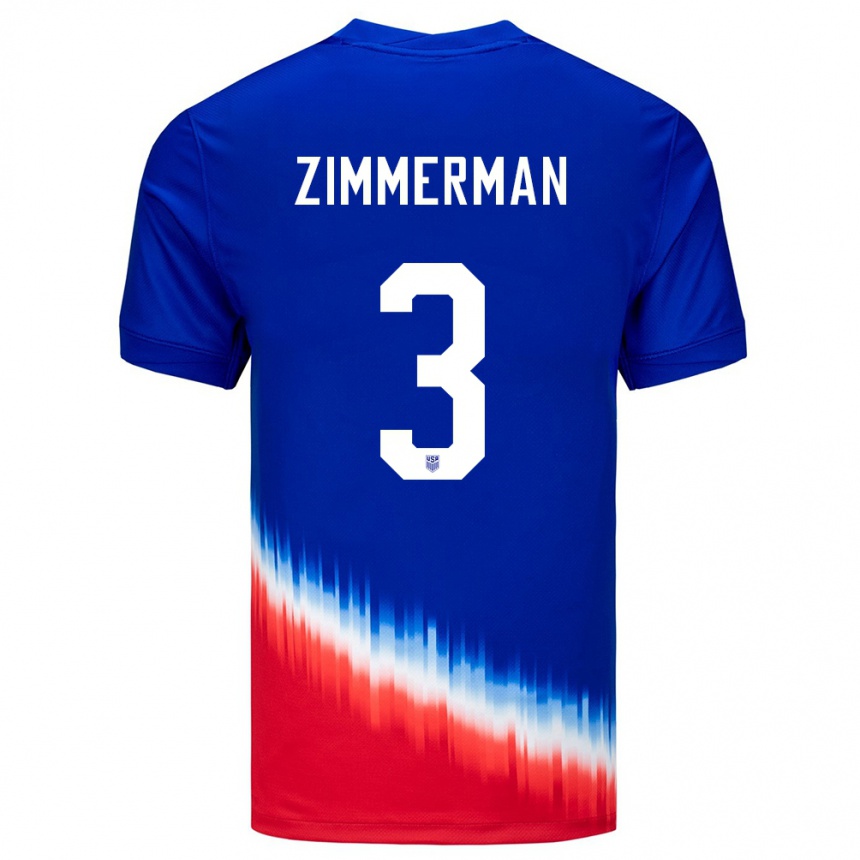 Herren Fußball Vereinigte Staaten Walker Zimmerman #3 Blau Auswärtstrikot Trikot 24-26 T-Shirt Luxemburg